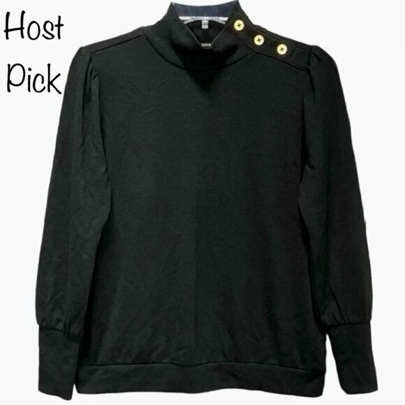 Banana Republic Button Accent Mock Neck Sweater in Dark Black Women’s XSP - Picture 1 of 6